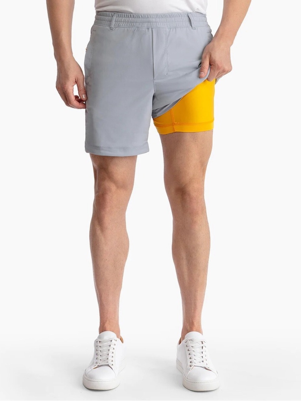 Birddogs Classic Original 6” Twill Shorts in Light Grey and Orange Size Small